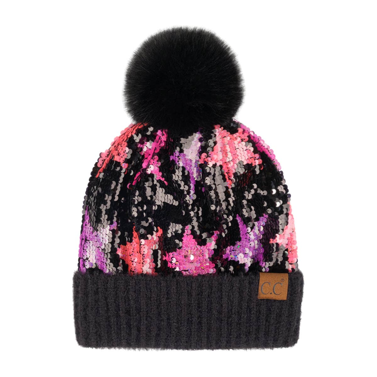 Truly Contagious - CC Sequin Fur Pom Beanie ( HTE0012 ) ( HTE0017 ): White
