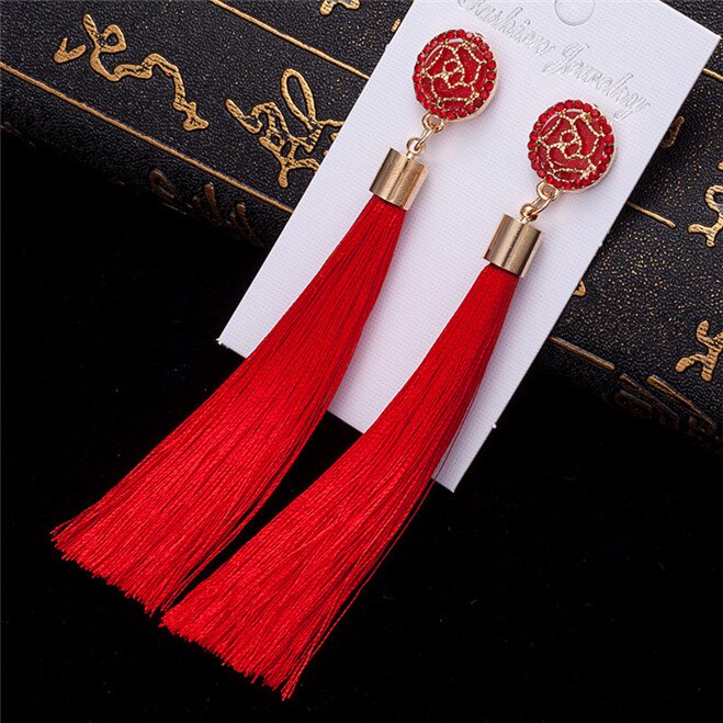 Bohemian Women's Crystal Tassel Earrings