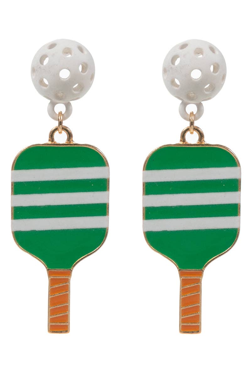 Designature New York - Sports Pickleball Enamel Pattern Post Earrings: PK / ONE