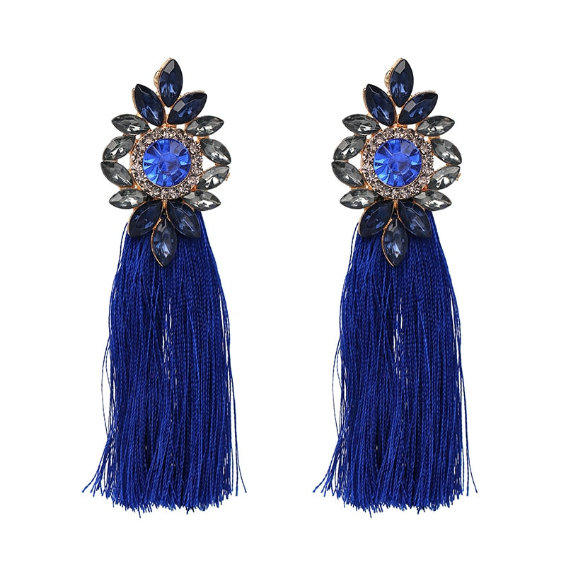 Glamour Rhinestone Hot Pink Tassel Women's Earrings