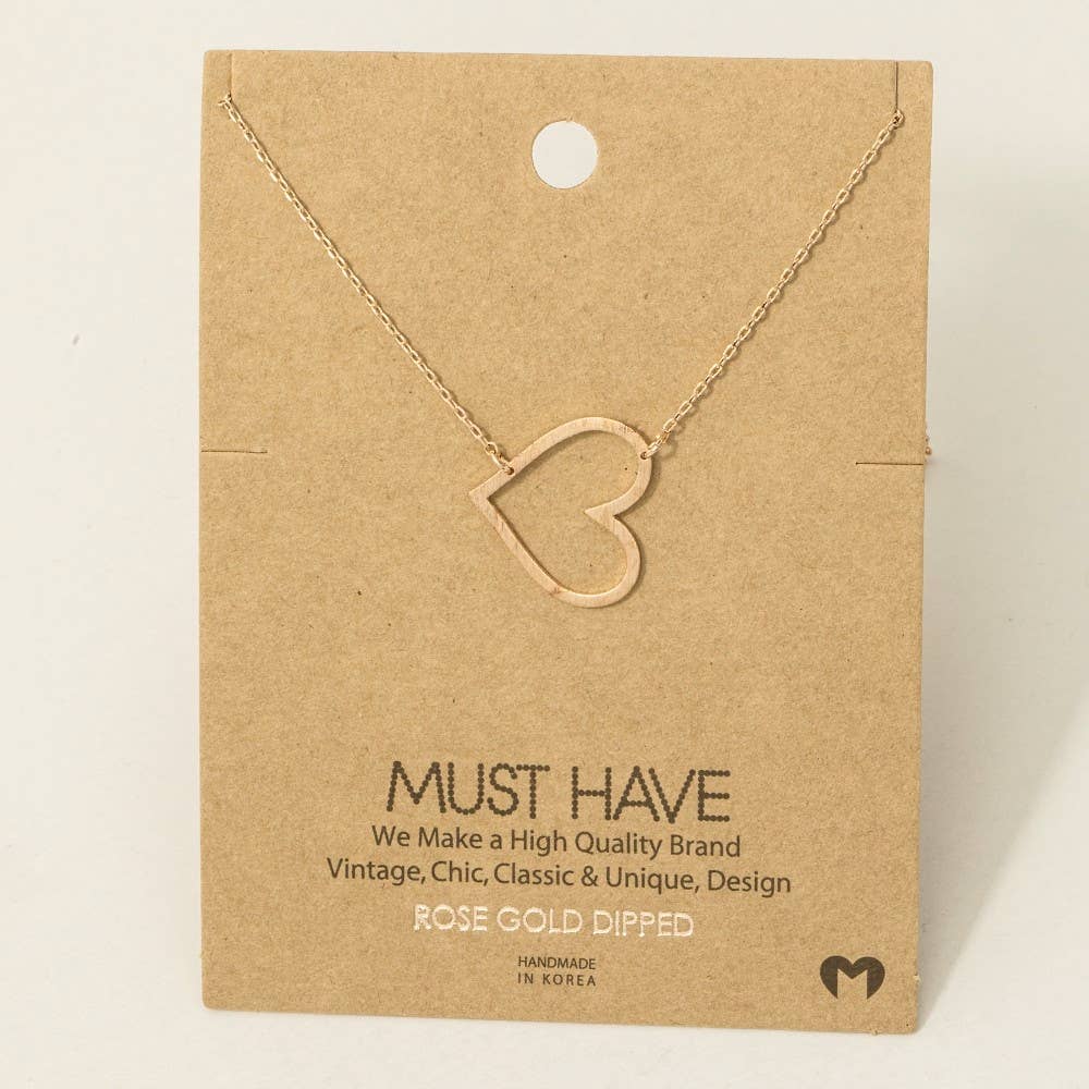 Fame Accessories - Heart Cutout Pendant Necklace: G