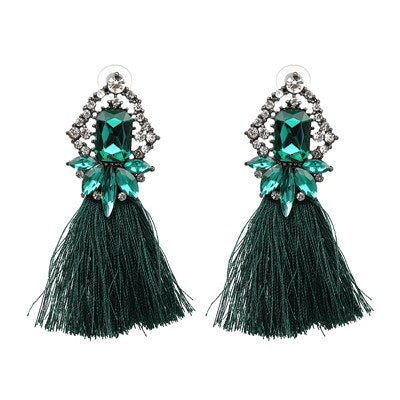 Glamour Rhinestone Hot Pink Tassel Women's Earrings