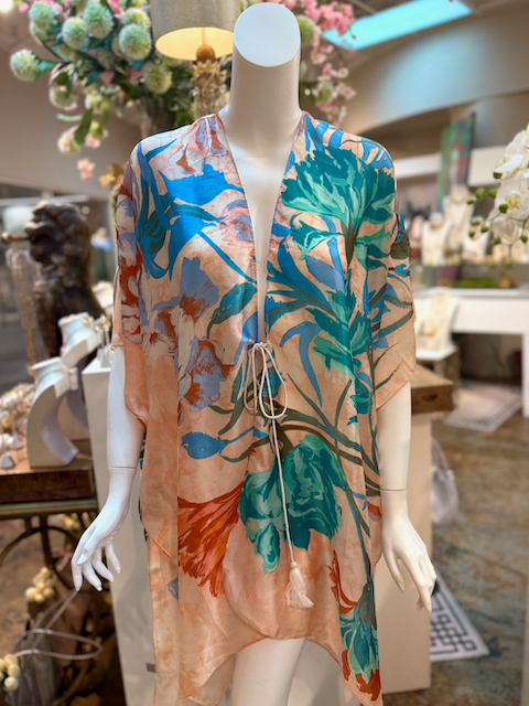 Pretty Persuasions - CP25013 Satin-Feel Kimono Ruana Beach Coverup w/String: 01 Pink