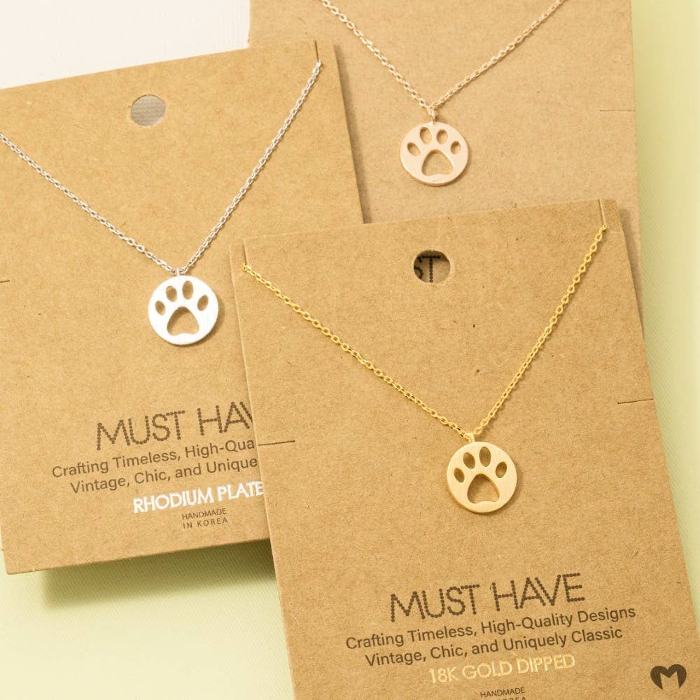 Fame Accessories - Paw Print Pendant Necklace: G