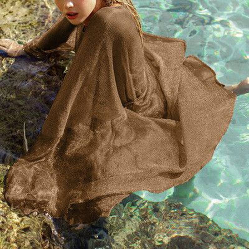 Rosa Clothing - Rose Gold Sparkle Sheer Kimono Beach Bikini CoverUp Robe: Rose Gold / M