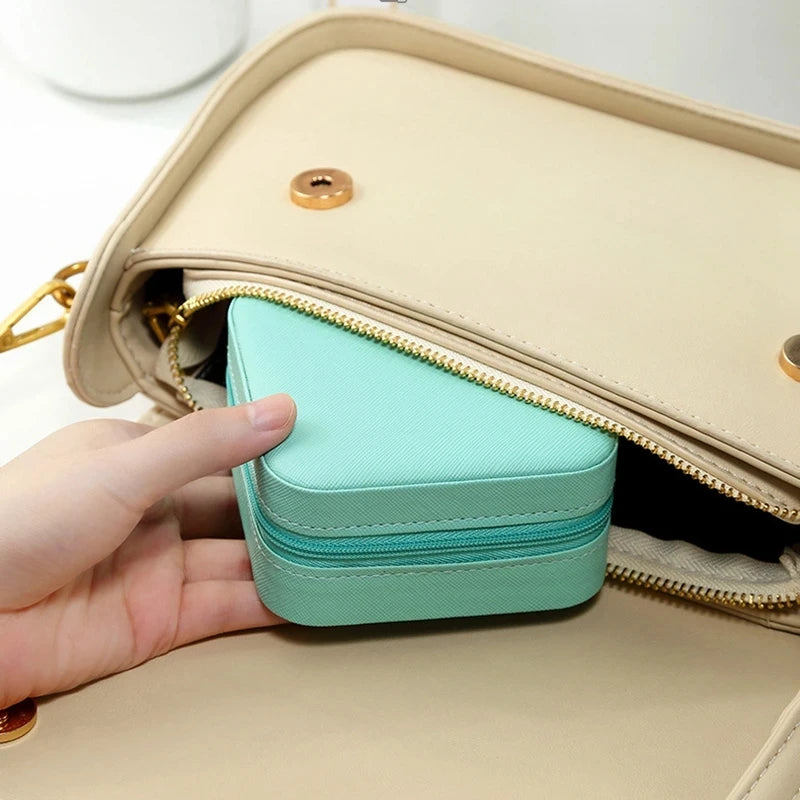 1pc Portable Jewelry Storage Box Home Travel Earrings Necklace Ring Jewelry Box Mini Layered Jewelry Display Case