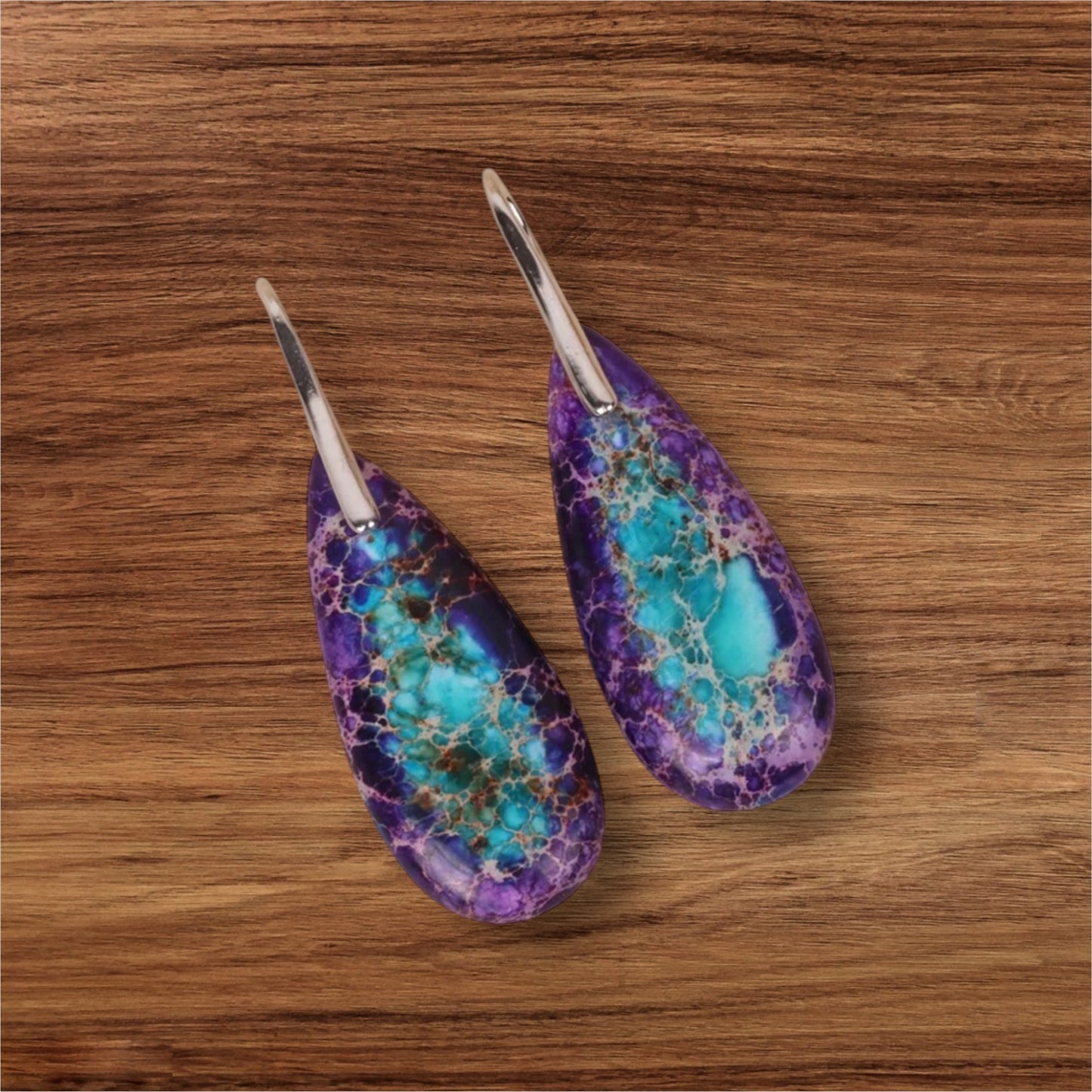 Elegant Purple and Turquoise Drop Earrings