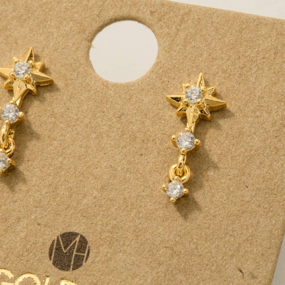 Fame Accessories - Mini Star Layered Drop Earrings: R