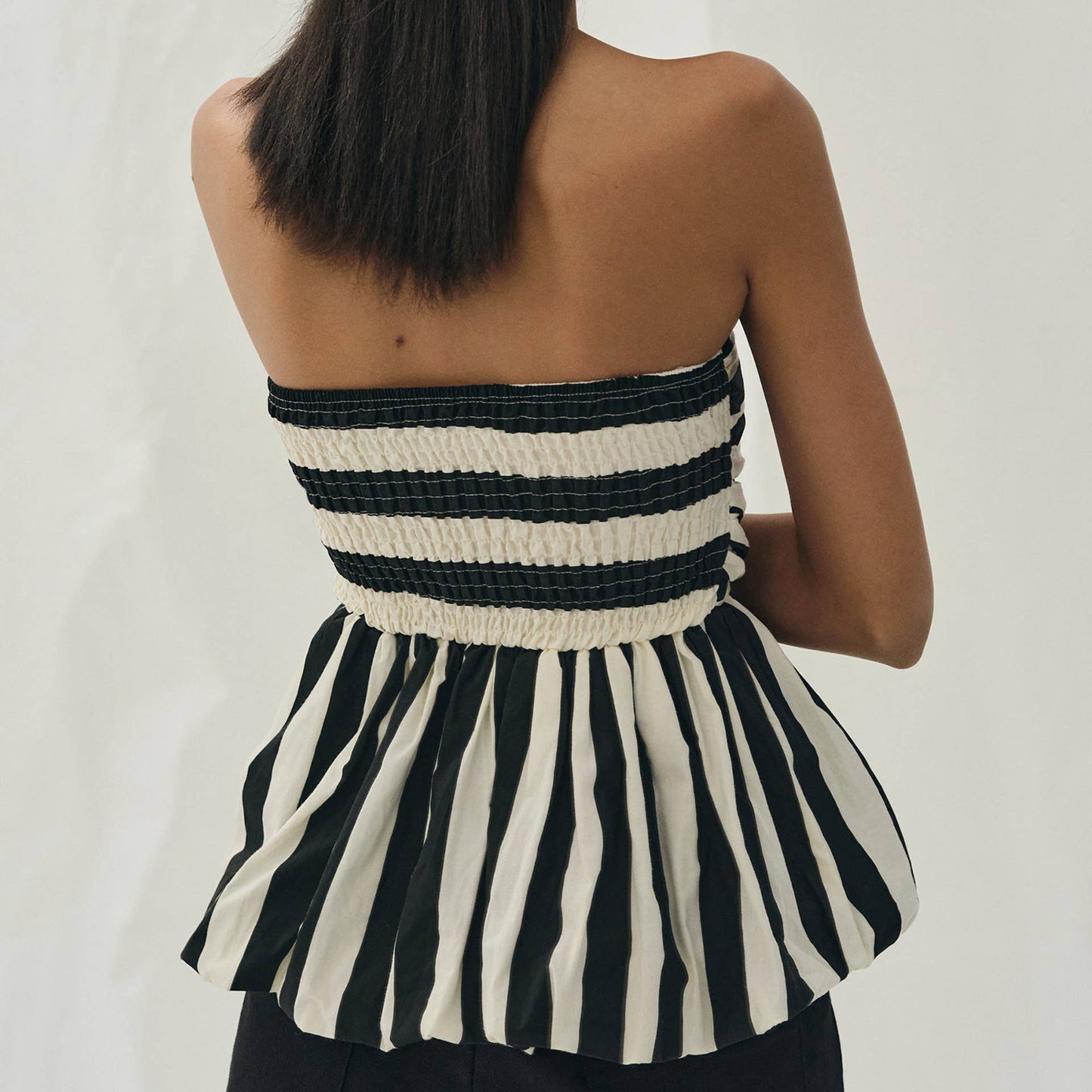 Rosa Clothing - Classic striped Bubble tube top: Black / M
