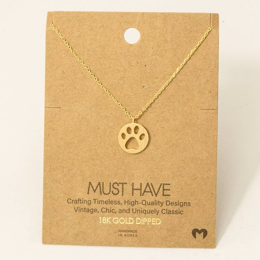 Fame Accessories - Paw Print Pendant Necklace: G