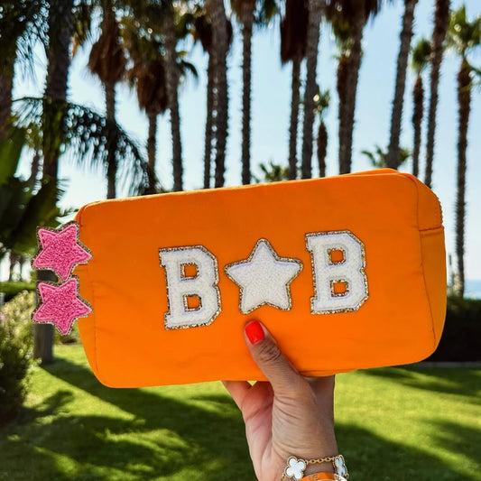 Candy Color DIY Personalized Embroidery Monogram Women Waterproof Toiletry Bag Travel Makeup Bag Nylon Cosmetic Pouch