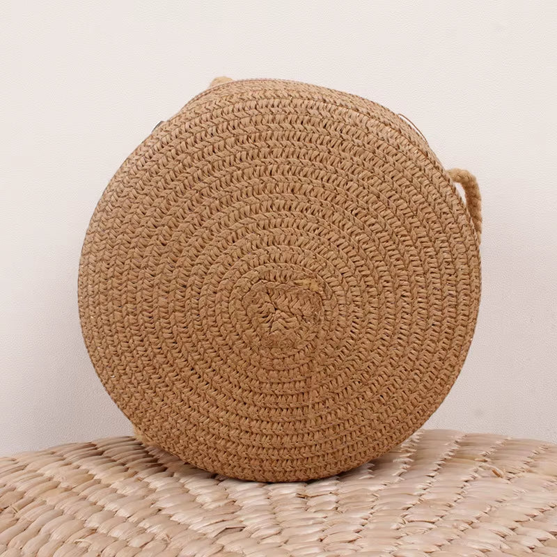 Summer Woven Straw Crossbody Bags for Women Fashion round Handmade Rattan Beach Small Handbag Travel Female Shoulder Bag