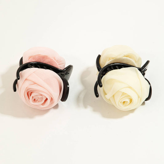 Collections by Fame Accessories - Small Sheer Rose Flower Hair Claw Set: IVPK