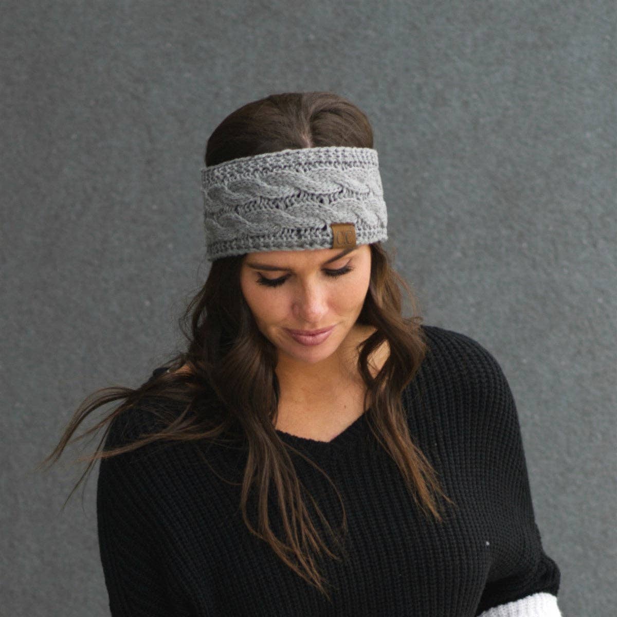 Truly Contagious - CC Cable Knit Lined Headwrap ( HW-20 ): Black