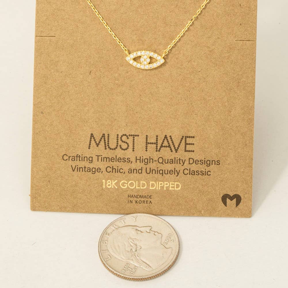 Fame Accessories - Gold Dipped Evil Eye Jewel Pendant Necklace: R