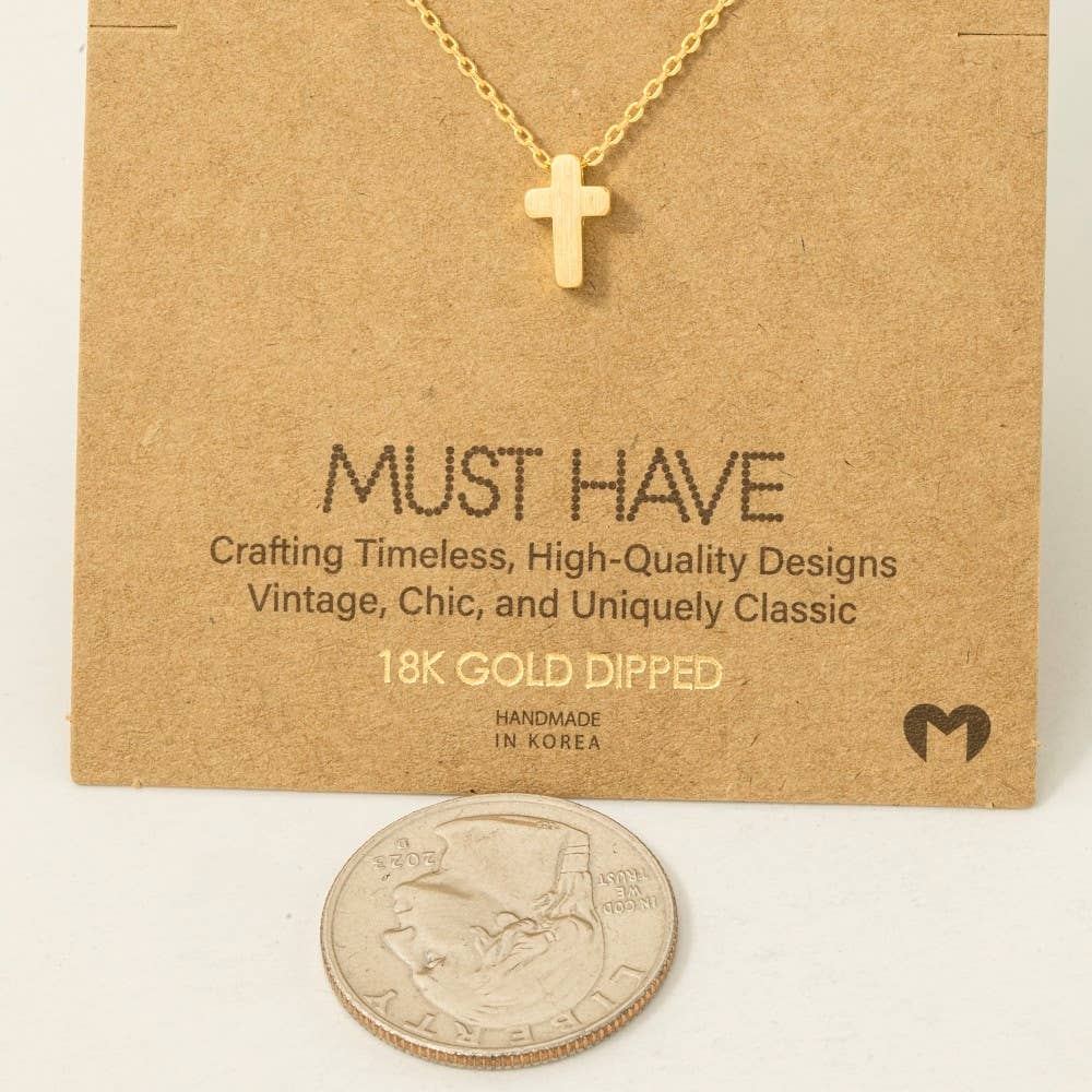 Fame Accessories - Dainty Mini Cross Pendant Necklace: G