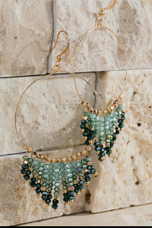 Beaded Tassel and Ring Earrings