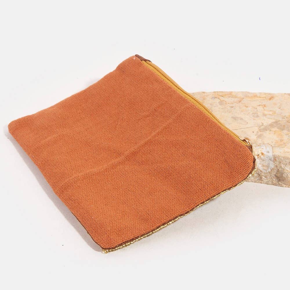 Collections by Fame Accessories - Usa Theme Golden Seed Beaded Coin Purse: MULTI