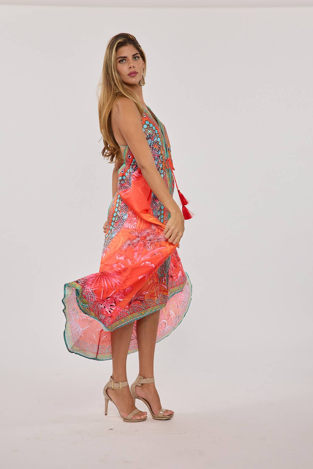 Ranee's - 678 Coral pink Hawaii dress BACK IN STOCK
