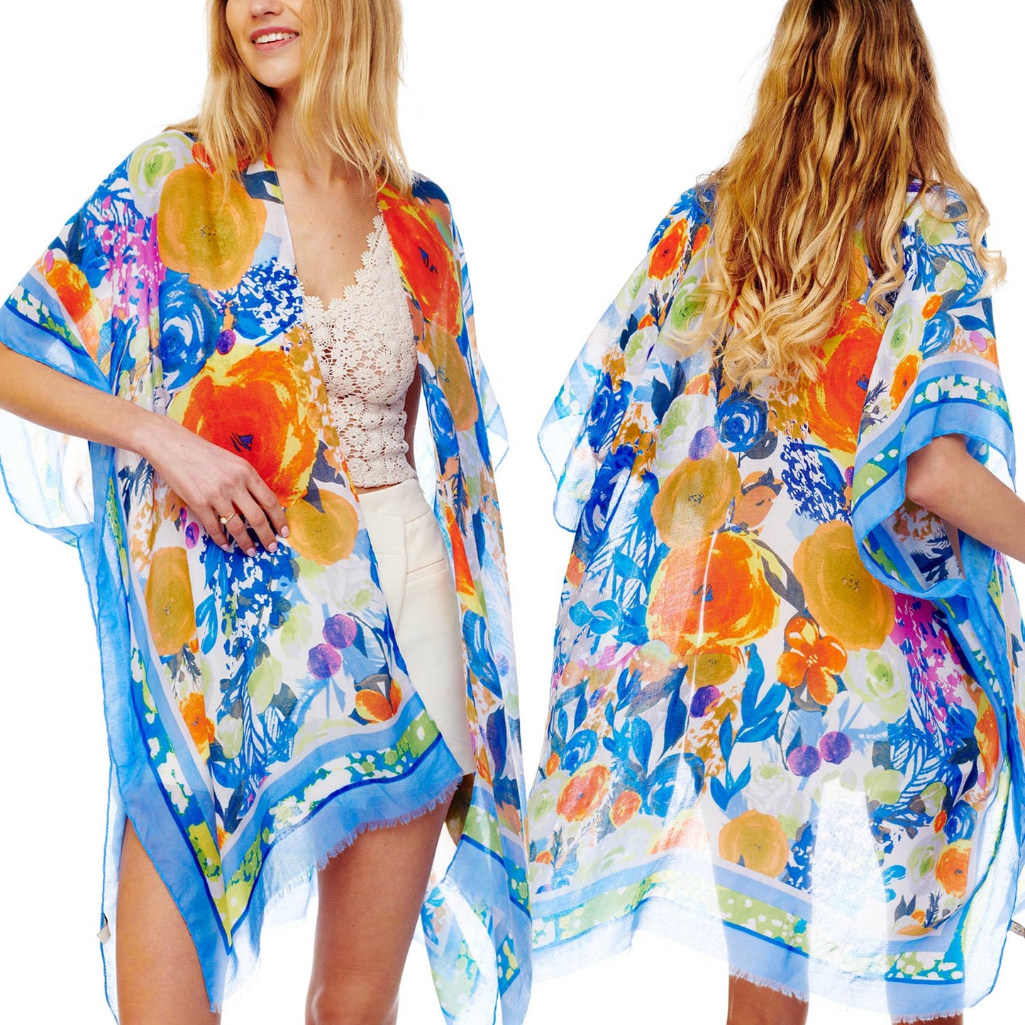 SP Sophia Collection - Botanical Garden Theme Printed Kimono : Pink