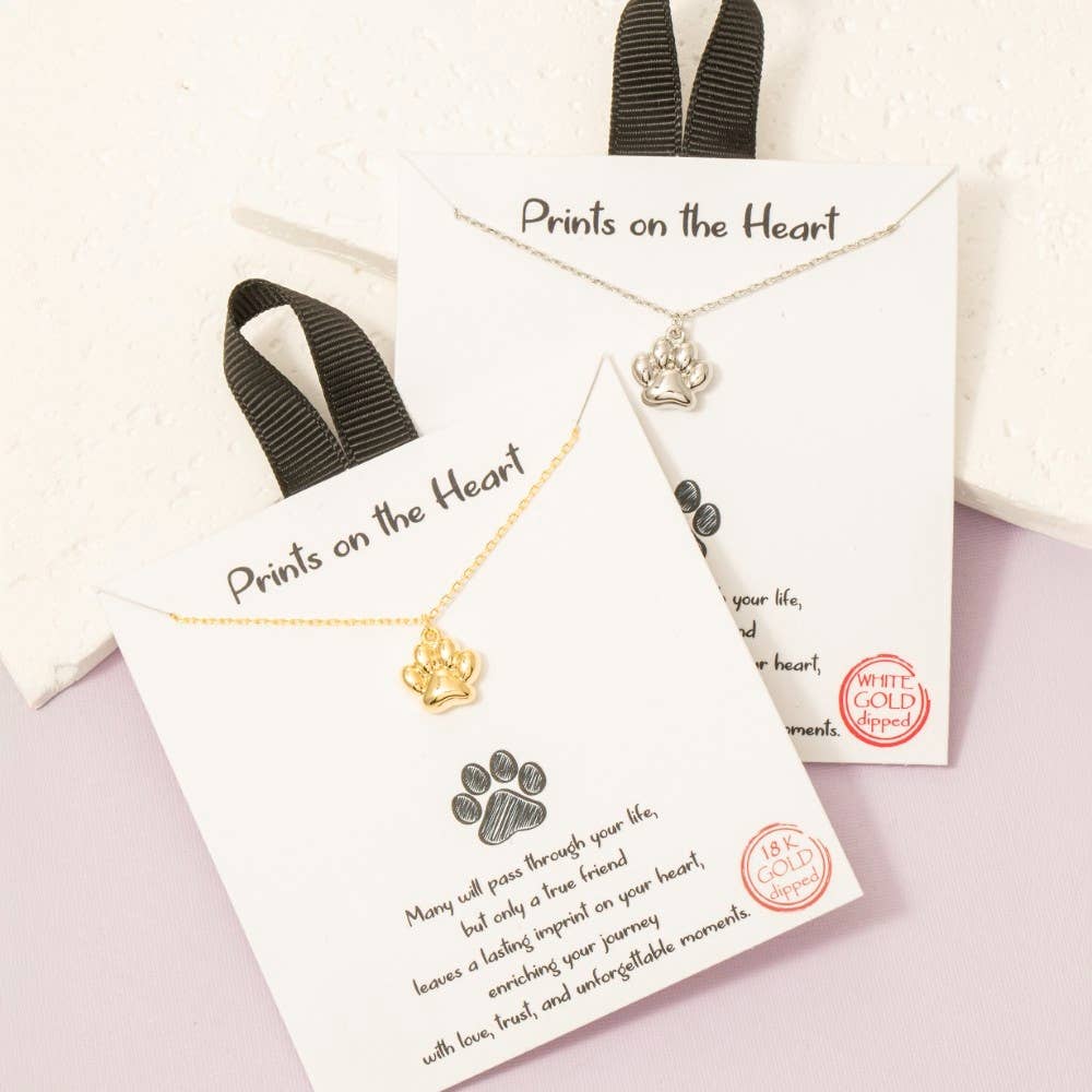 Fame Accessories - Gold Dipped Paw Pendant Necklace: RH