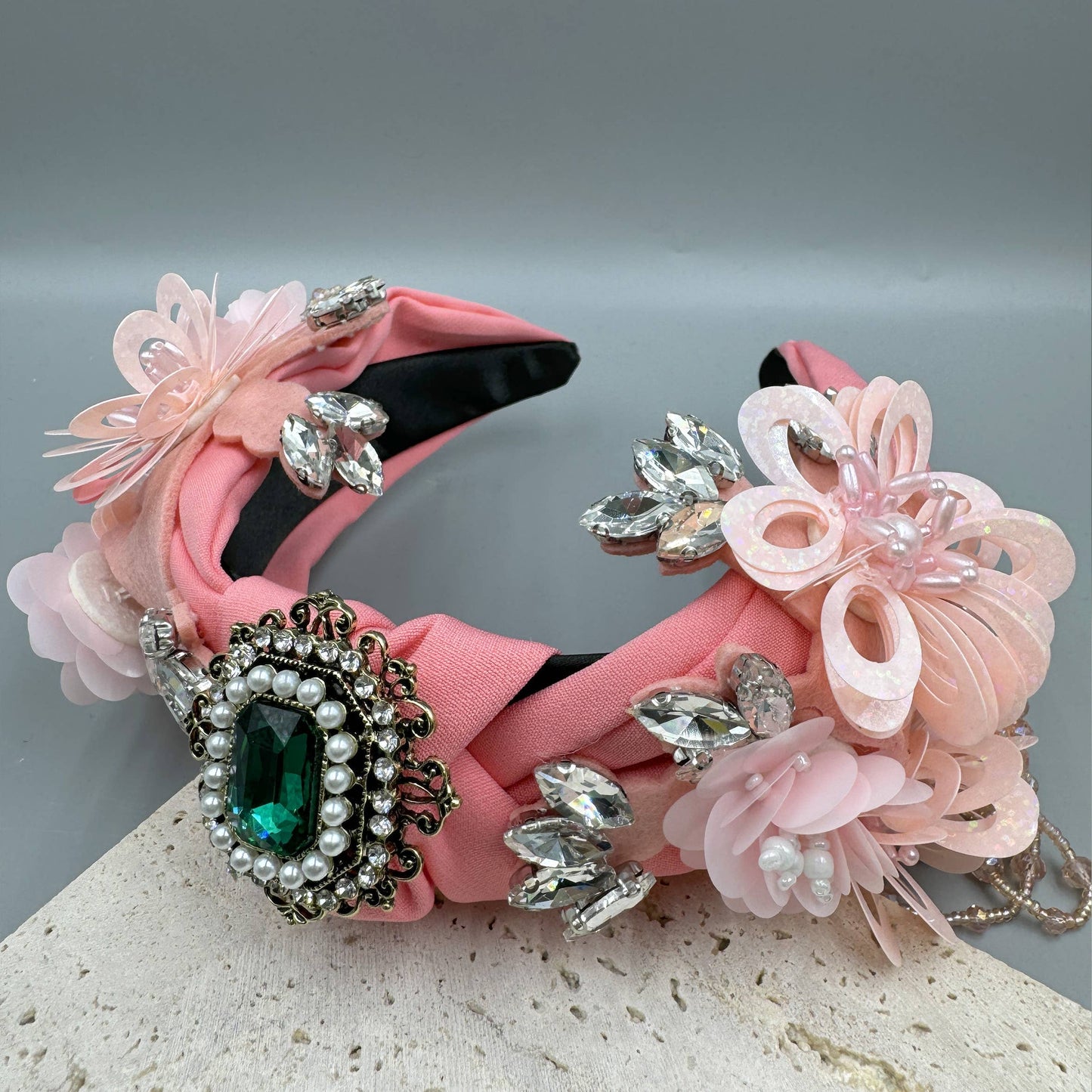 Ole - Floral Seed Bead Tassel Rhinestone Headband