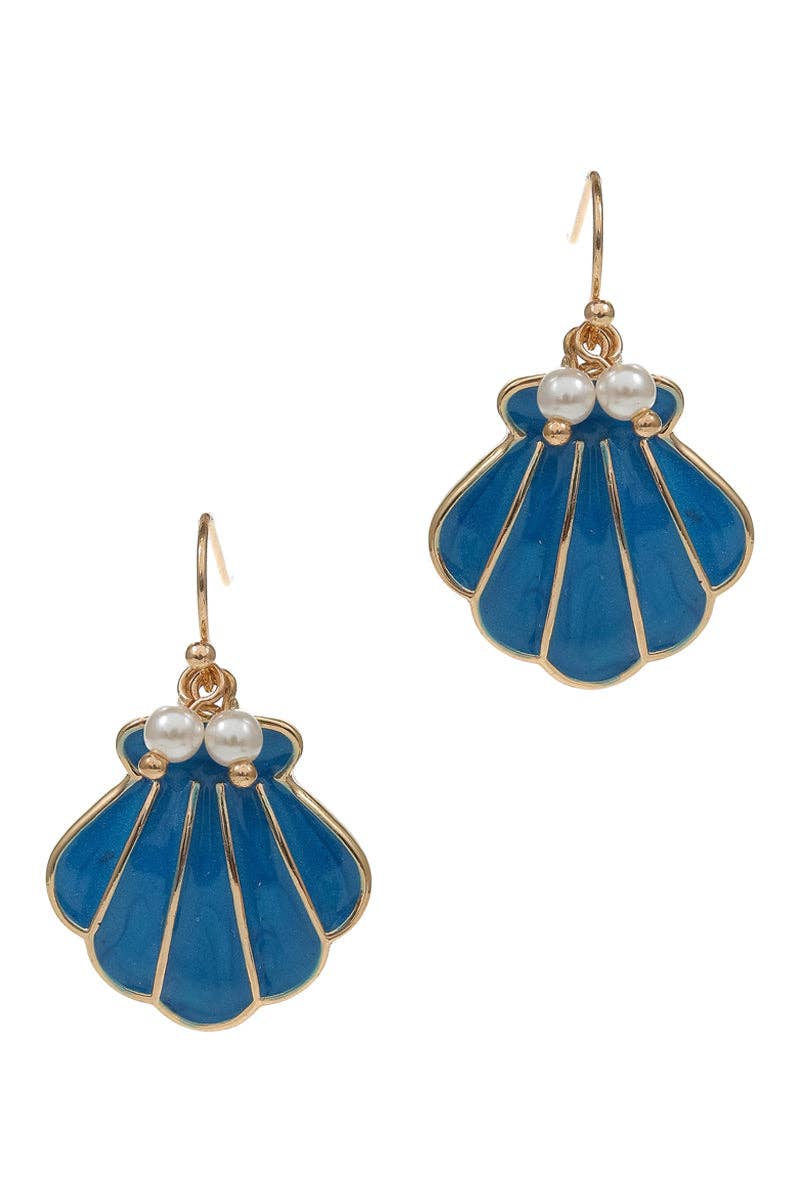 Designature New York - Shell Enamel Pearl Summer Sea Life Hook Earrings: PK / ONE