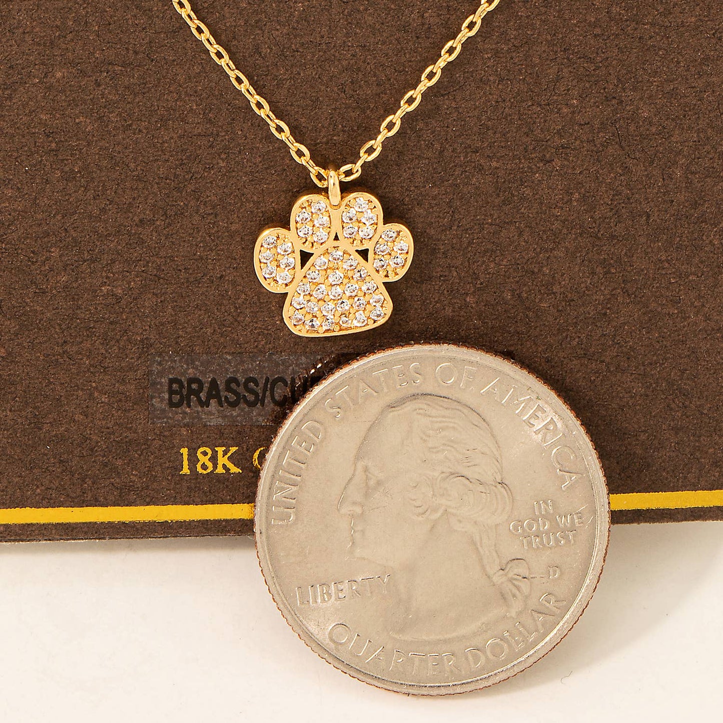 Fame Accessories - Gold Dipped Studded Paw Charm Necklace: G