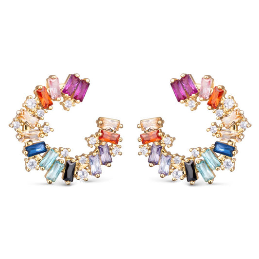 Amanda Blu - Multi-Color CZ Open Circle Earrings -  Gold