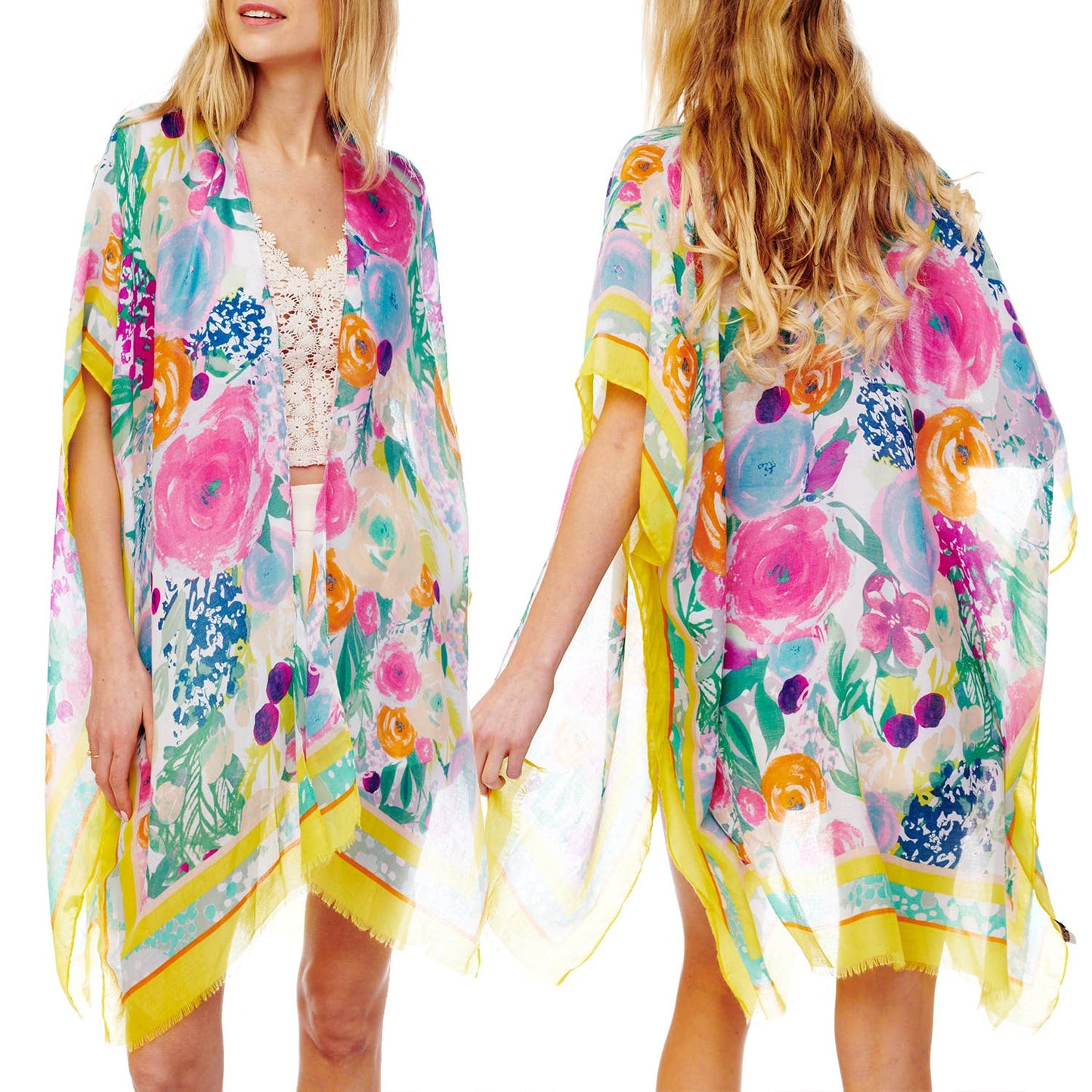 SP Sophia Collection - Botanical Garden Theme Printed Kimono : Pink