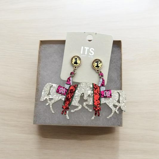 Saratoga Sparkling Race Horse Earrings