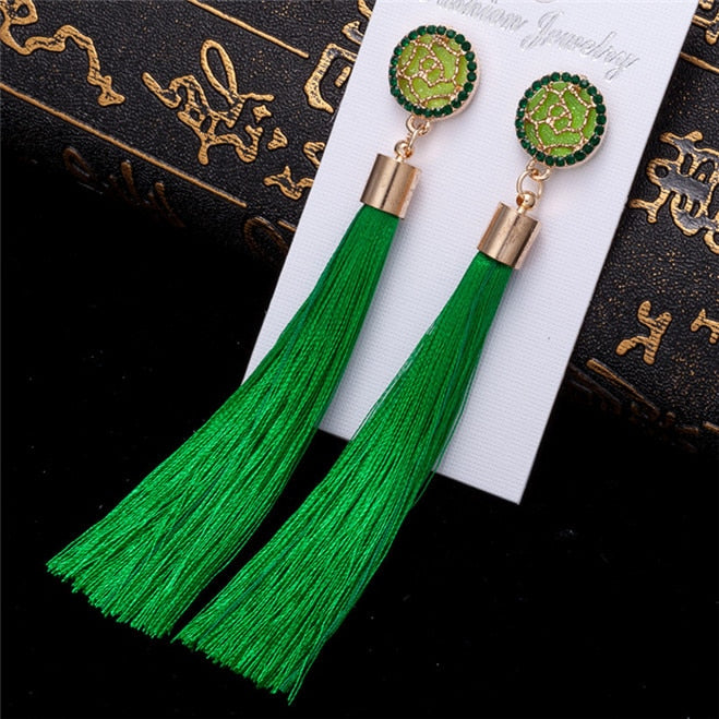 Bohemian Women's Crystal Tassel Earrings