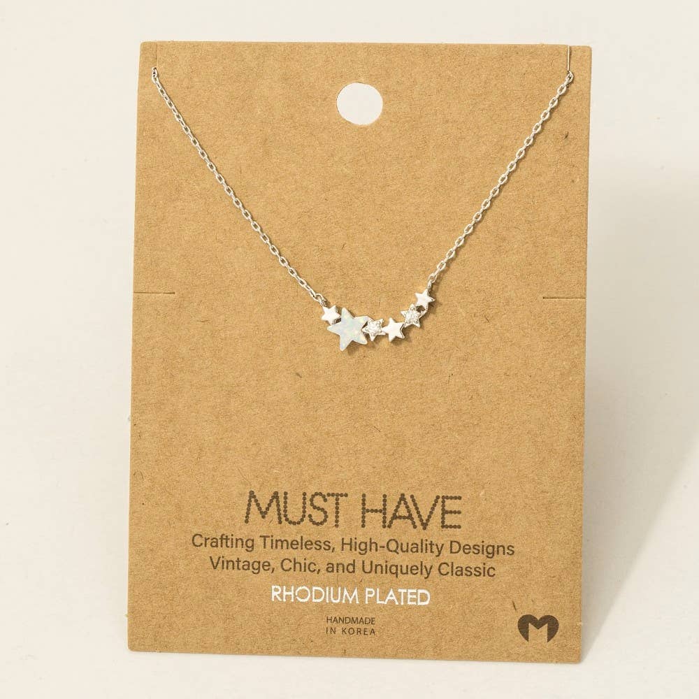 Fame Accessories - Dainty Multi Star Charm Necklace: G