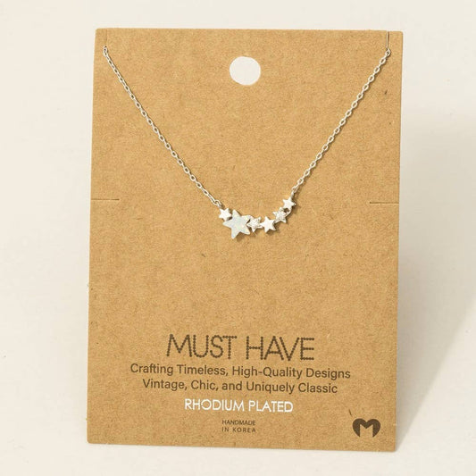 Fame Accessories - Dainty Multi Star Charm Necklace: S