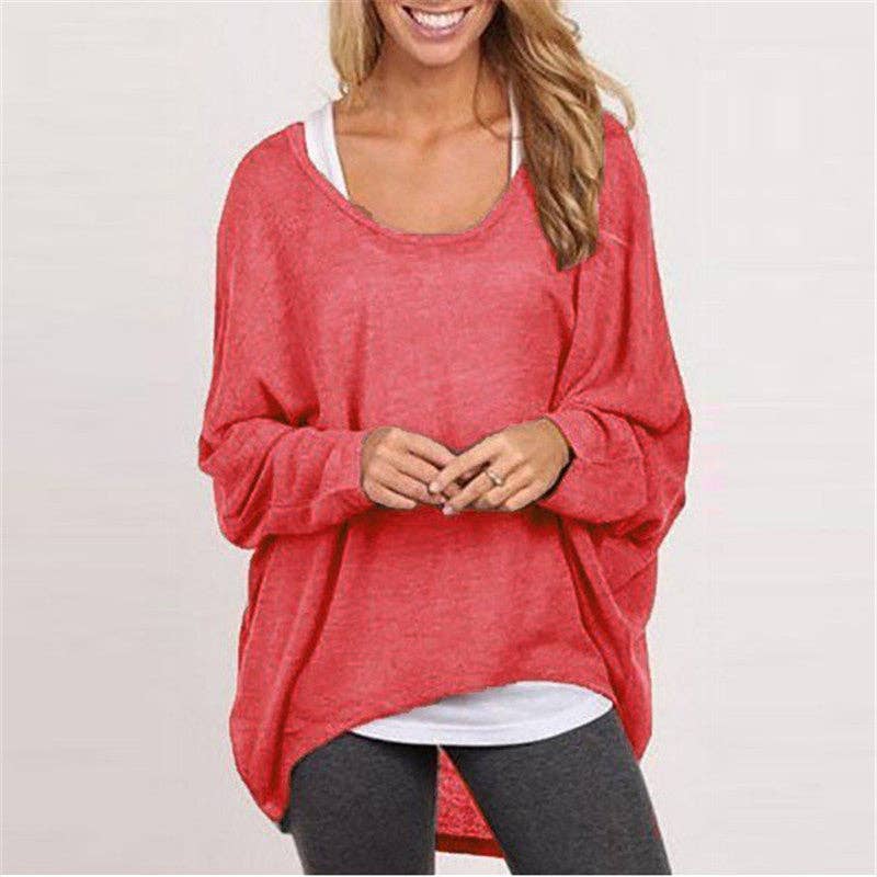 Suhkasana - Women's Oversized Crewneck Knit Pullover Sweater Top: Black / S