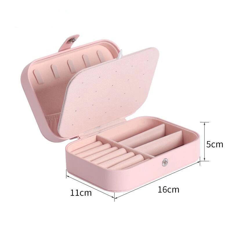 1pc Portable Jewelry Storage Box Home Travel Earrings Necklace Ring Jewelry Box Mini Layered Jewelry Display Case