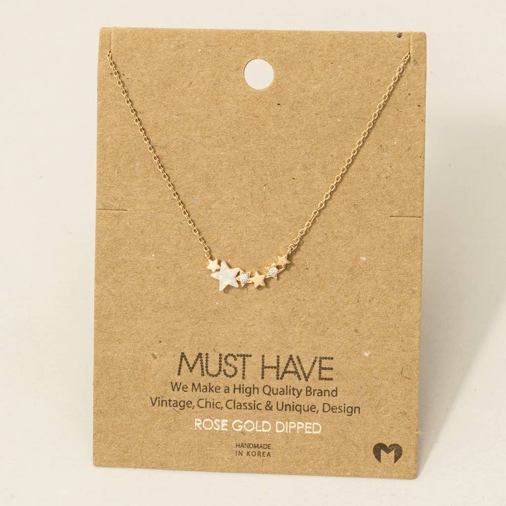 Fame Accessories - Dainty Multi Star Charm Necklace: R