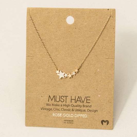 Fame Accessories - Dainty Multi Star Charm Necklace: R