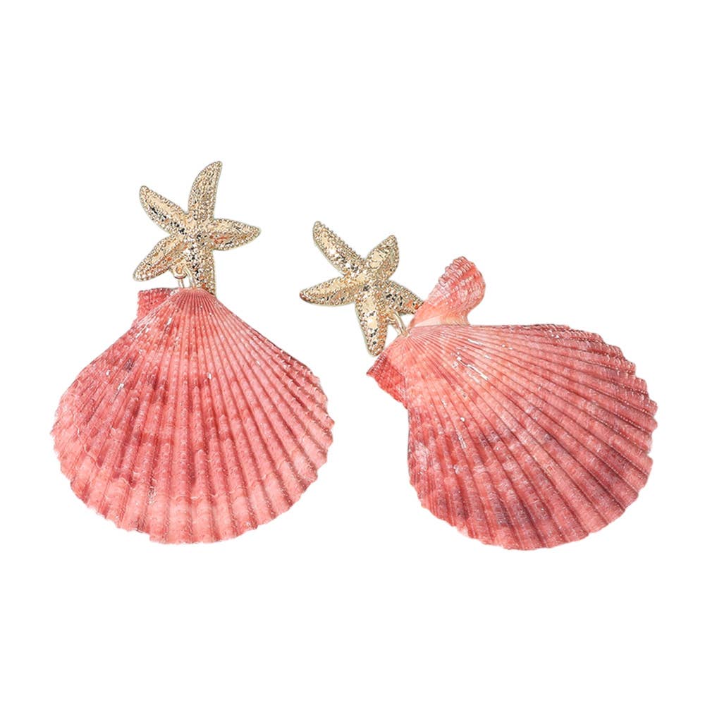 Sensibling Corp. - Oversized Starfish Pointed Shell Dangle Earrings
: Coral