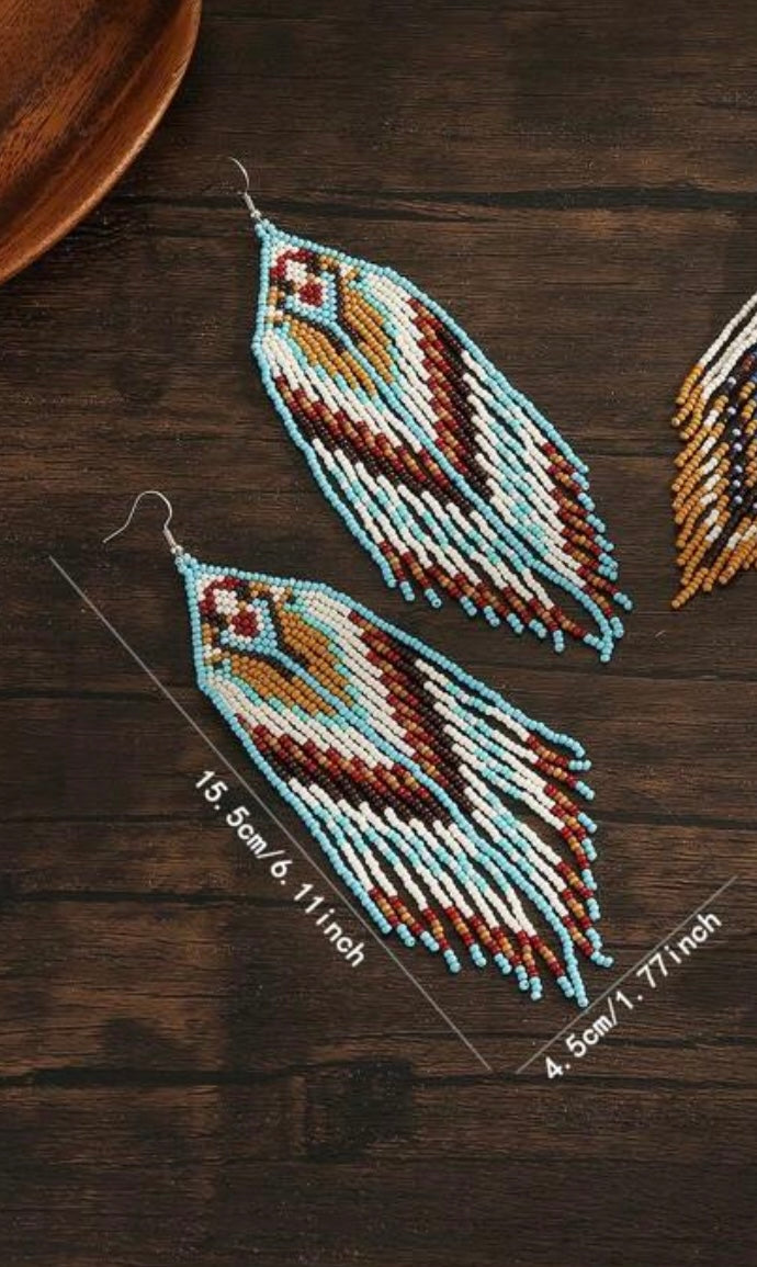 Handcrafted Beaded Fringe Earrings