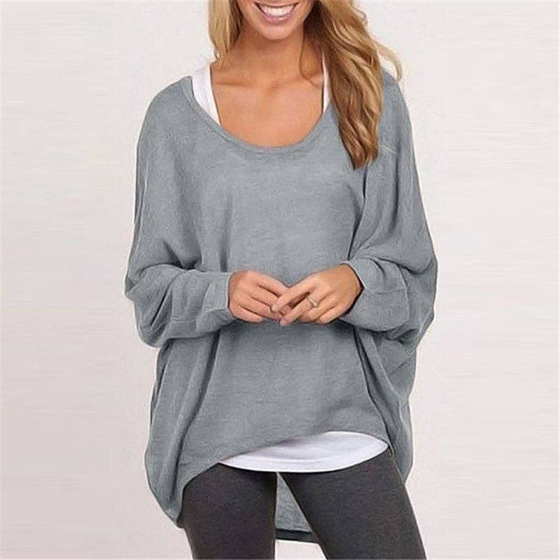 Suhkasana - Women's Oversized Crewneck Knit Pullover Sweater Top: Black / S