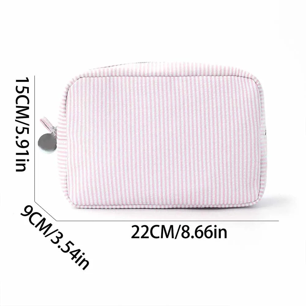 New Seersucker Cosmetic Bag, Personalized Monogrammed Toiletry Bag, Embroidered Make Up Bag,Bridesmaid Makeup Bag, Wedding Gifts