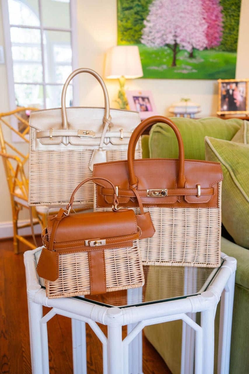 Lisi Lerch - Celine Wicker Handbag: Gold