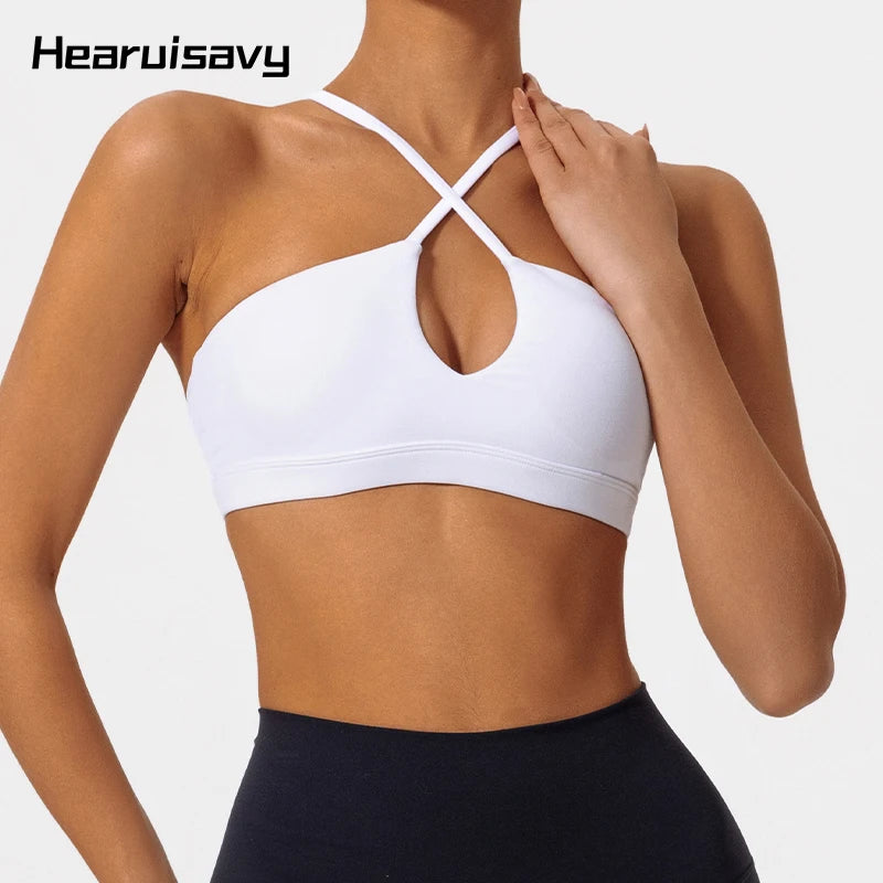 Hearuisav Ultra-soft Fabrics Casual Sports Bra Push up Yoga Clothes Woman Running Fitness Underwear Breathable Gym Top Women