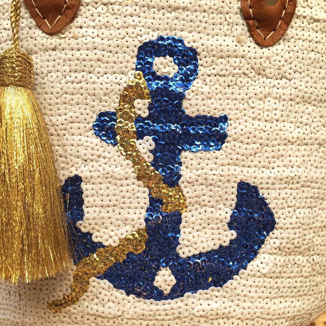 HandmadeBestSeller - Shopping Basket | Moroccan Basket Bag | Sewn Sequins