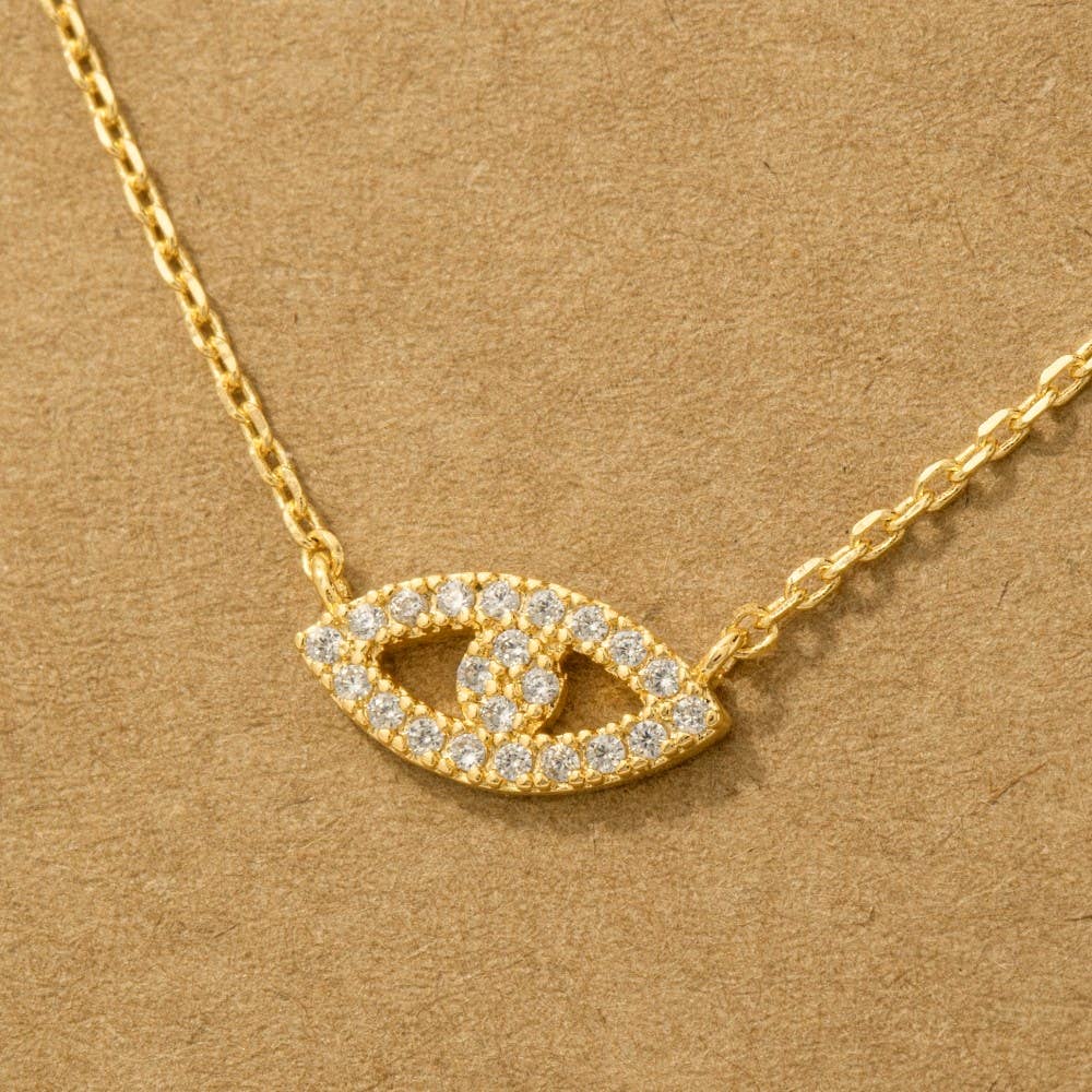 Fame Accessories - Gold Dipped Evil Eye Jewel Pendant Necklace: R