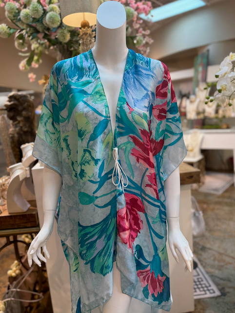 Pretty Persuasions - CP25013 Satin-Feel Kimono Ruana Beach Coverup w/String: 01 Pink