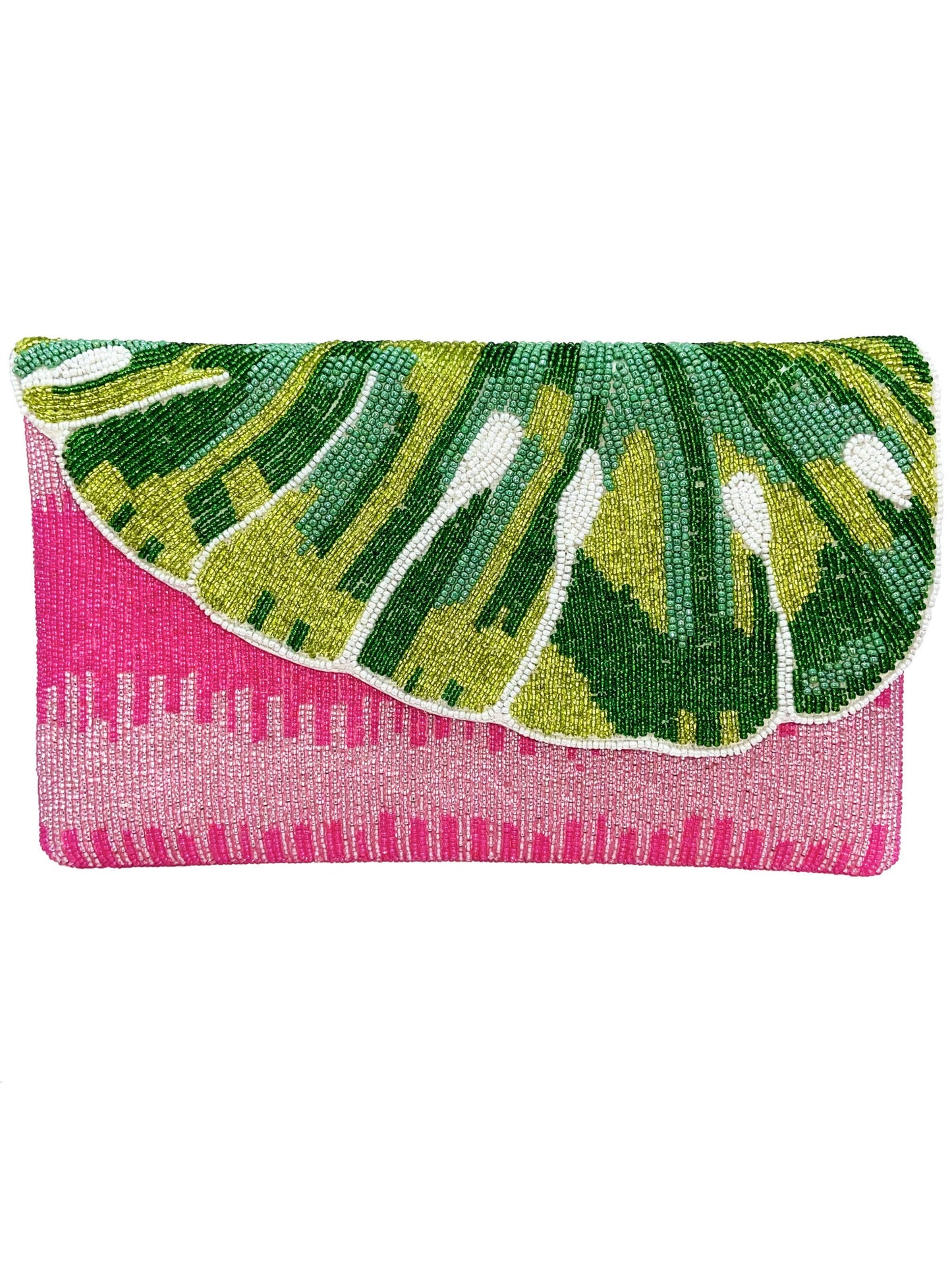 Ole - Monstera Leaf Beaded Women's Clutch Bag
