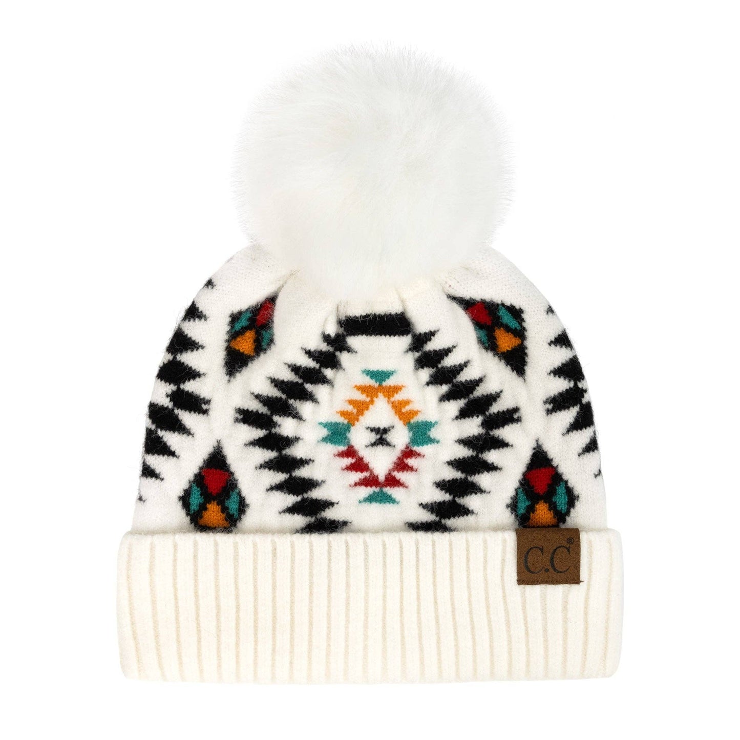 Truly Contagious - CC Southwest Print Beanie ( HAT-3001 ): White