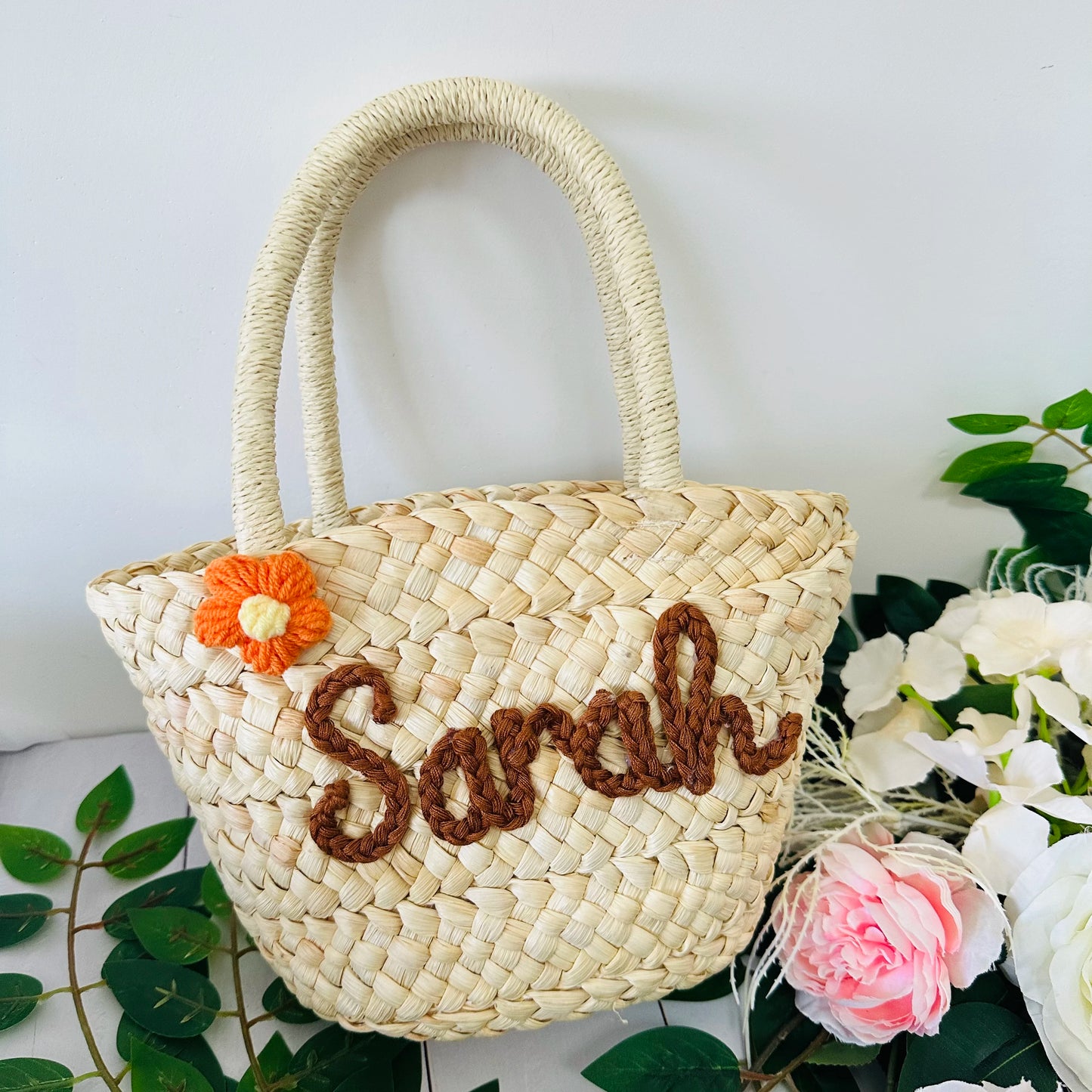 Flower Girl Basket Personalized Party Bridal Handbag Gift Bag Bridesmaid Custom Bridesmaid Name Bag, Handmade Monogrammed Tote